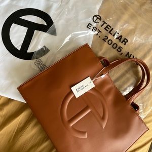 Medium tan Telfar bag new never used